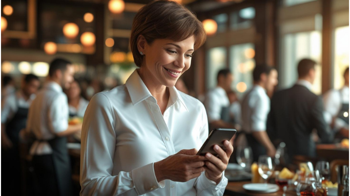Restaurant Manager with Mobile Phone